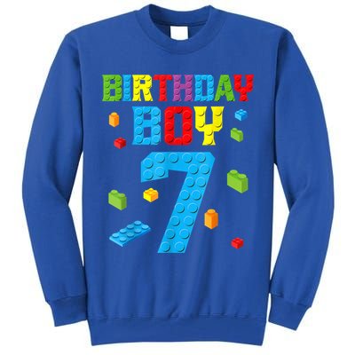 Master Builder 7th Birthday Boy 7 Seven Year Building Bricks Tall Sweatshirt