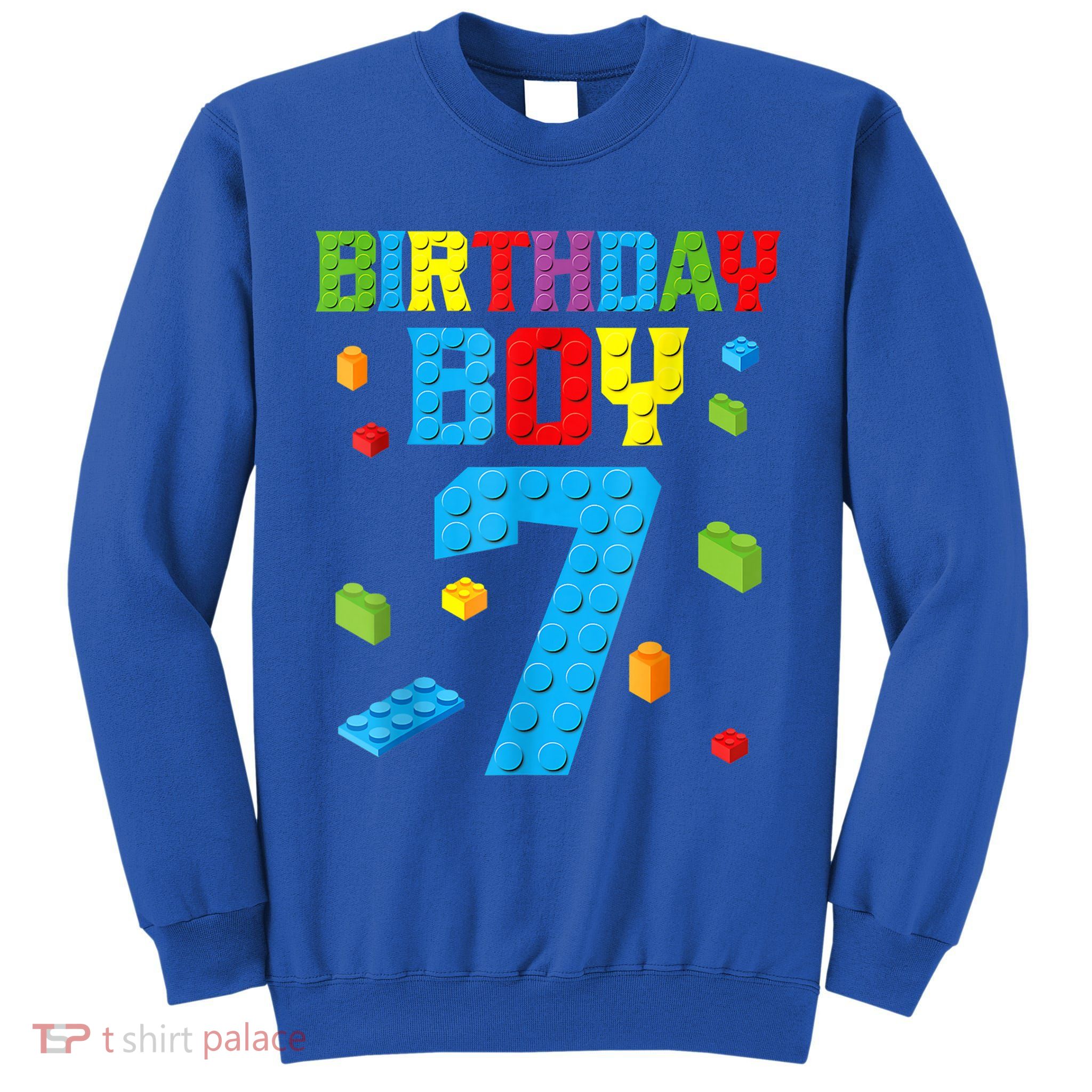 Master Builder 7th Birthday Boy 7 Seven Year Building Bricks Tall Sweatshirt