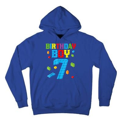 Master Builder 7th Birthday Boy 7 Seven Year Building Bricks Tall Hoodie