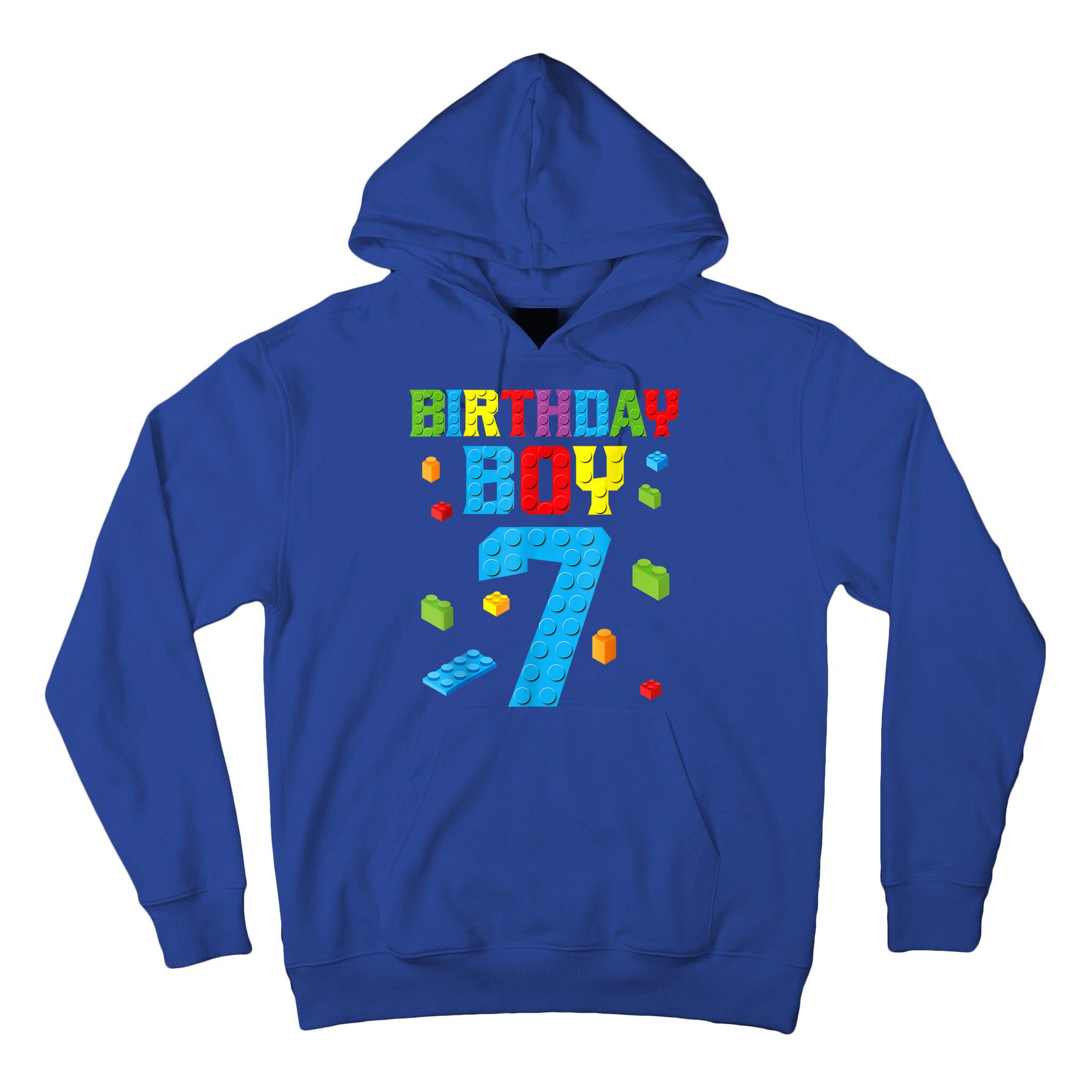 Master Builder 7th Birthday Boy 7 Seven Year Building Bricks Tall Hoodie