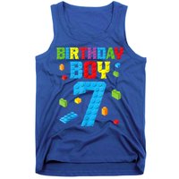 Master Builder 7th Birthday Boy 7 Seven Year Building Bricks Tank Top