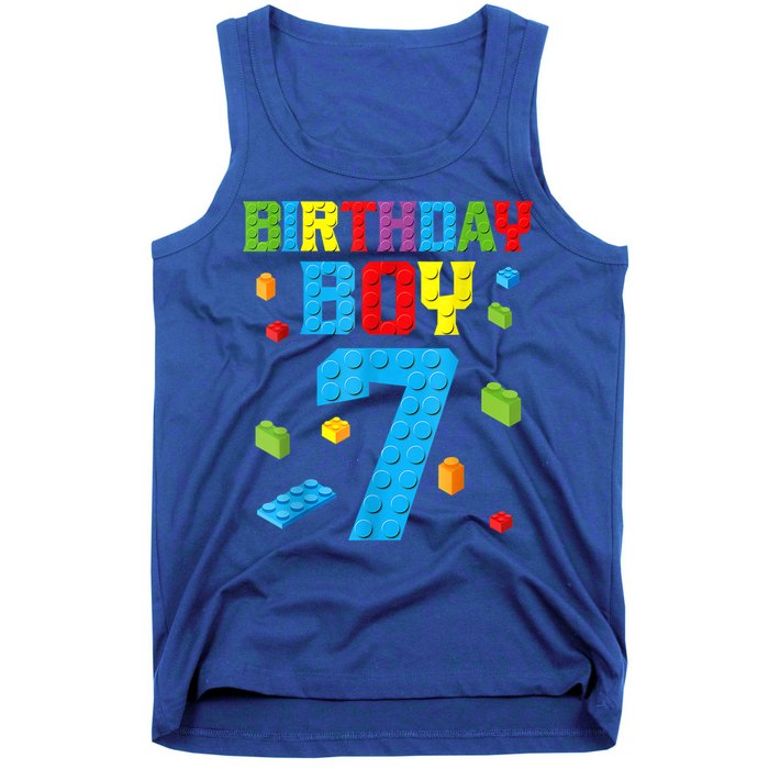 Master Builder 7th Birthday Boy 7 Seven Year Building Bricks Tank Top