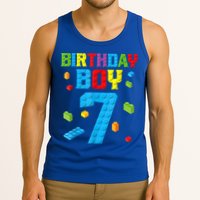 Master Builder 7th Birthday Boy 7 Seven Year Building Bricks Tank Top