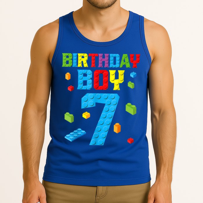 Master Builder 7th Birthday Boy 7 Seven Year Building Bricks Tank Top