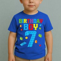 Master Builder 7th Birthday Boy 7 Seven Year Building Bricks Toddler T-Shirt