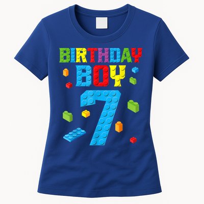 Master Builder 7th Birthday Boy 7 Seven Year Building Bricks Womens T-Shirt