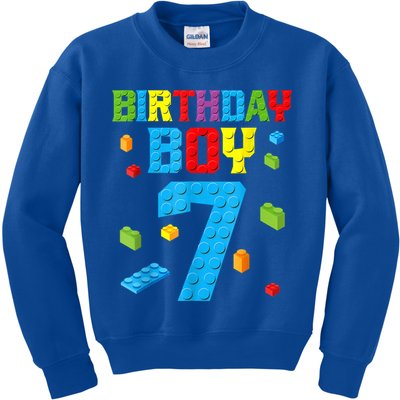 Master Builder 7th Birthday Boy 7 Seven Year Building Bricks Kids Sweatshirt