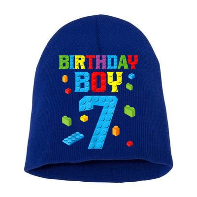 Master Builder 7th Birthday Boy 7 Seven Year Building Bricks Short Acrylic Beanie