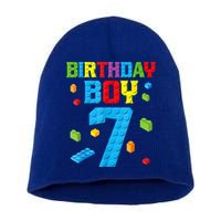 Master Builder 7th Birthday Boy 7 Seven Year Building Bricks Short Acrylic Beanie