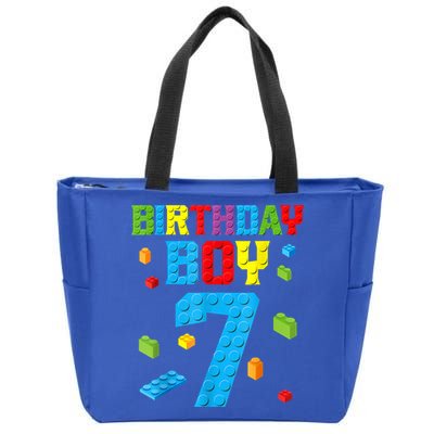 Master Builder 7th Birthday Boy 7 Seven Year Building Bricks Zip Tote Bag