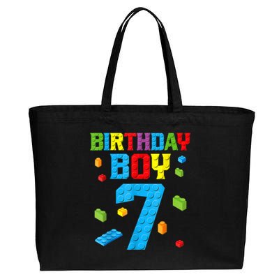 Master Builder 7th Birthday Boy 7 Seven Year Building Bricks Cotton Canvas Jumbo Tote