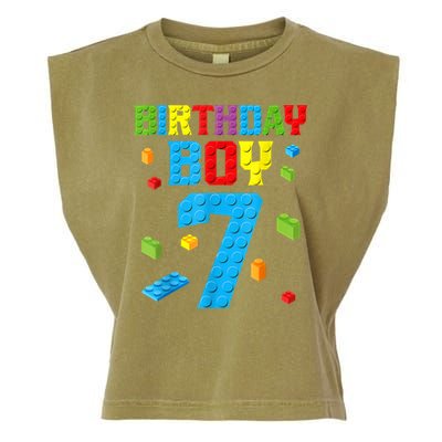 Master Builder 7th Birthday Boy 7 Seven Year Building Bricks Garment-Dyed Women's Muscle Tee