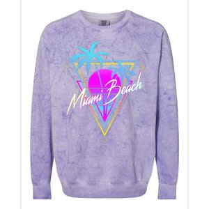 Miami Beach 80s Beach Souvenir Colorblast Crewneck Sweatshirt