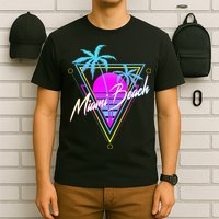Miami Beach 80s Beach Souvenir T-Shirt