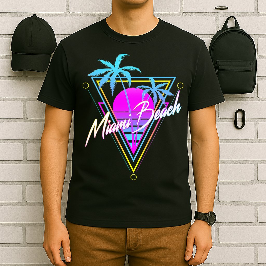 Miami Beach 80s Beach Souvenir T-Shirt
