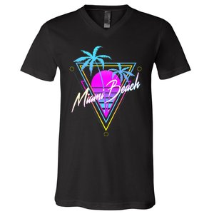 Miami Beach 80s Beach Souvenir V-Neck T-Shirt