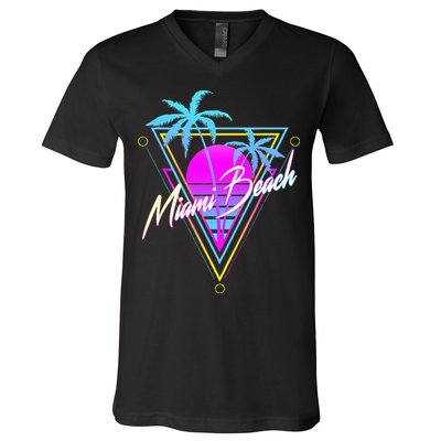 Miami Beach 80s Beach Souvenir V-Neck T-Shirt