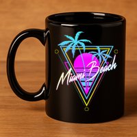 Miami Beach 80s Beach Souvenir 11oz C Handle Ceramic Mug