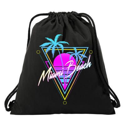 Miami Beach 80s Beach Souvenir Drawstring Bag
