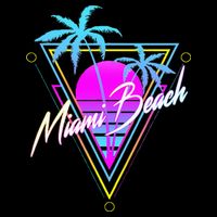 Miami Beach 80s Beach Souvenir Flat Bill Trucker Hat