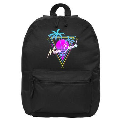 Miami Beach 80s Beach Souvenir 16 in Basic Backpack