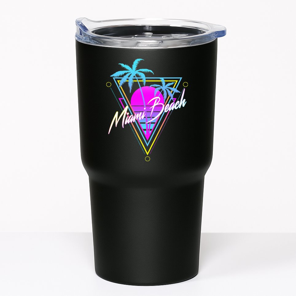 Miami Beach 80s Beach Souvenir Tumbler