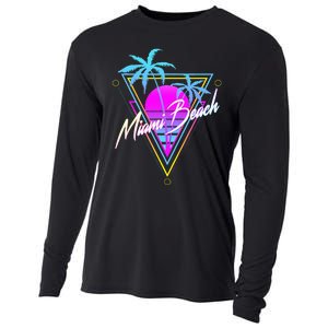 Miami Beach 80s Beach Souvenir Cooling Performance Long Sleeve Crew