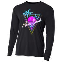 Miami Beach 80s Beach Souvenir Cooling Performance Long Sleeve Crew