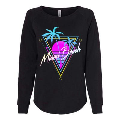 Miami Beach 80s Beach Souvenir Womens California Wash Sweatshirt