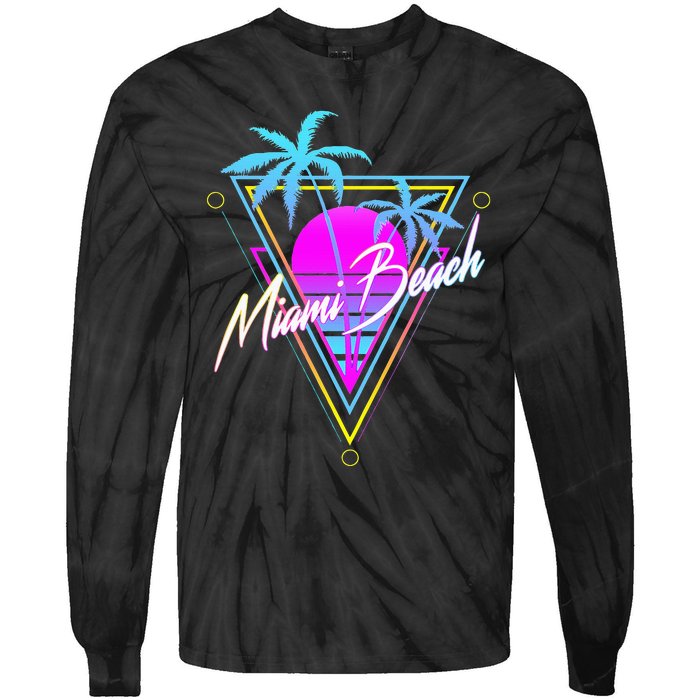 Miami Beach 80s Beach Souvenir Tie-Dye Long Sleeve Shirt