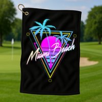 Miami Beach 80s Beach Souvenir Golf Towel