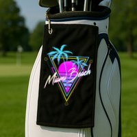 Miami Beach 80s Beach Souvenir Golf Towel