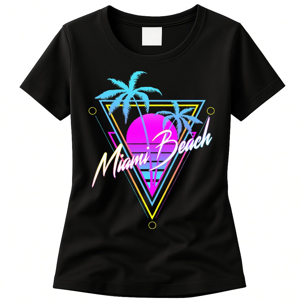 Miami Beach 80s Beach Souvenir Womens T-Shirt