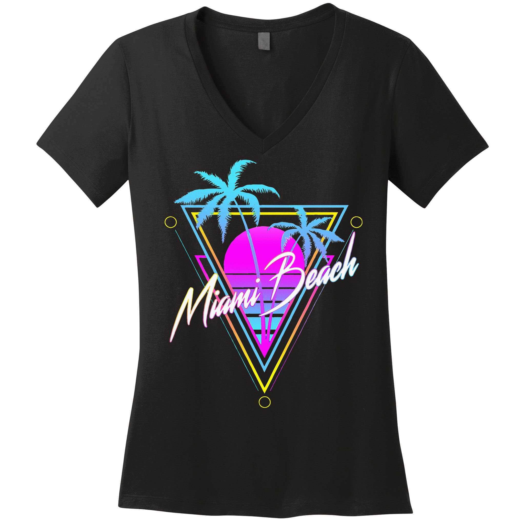 Miami Beach 80s Beach Souvenir Women's V-Neck T-Shirt
