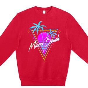 Miami Beach 80s Beach Souvenir Premium Crewneck Sweatshirt