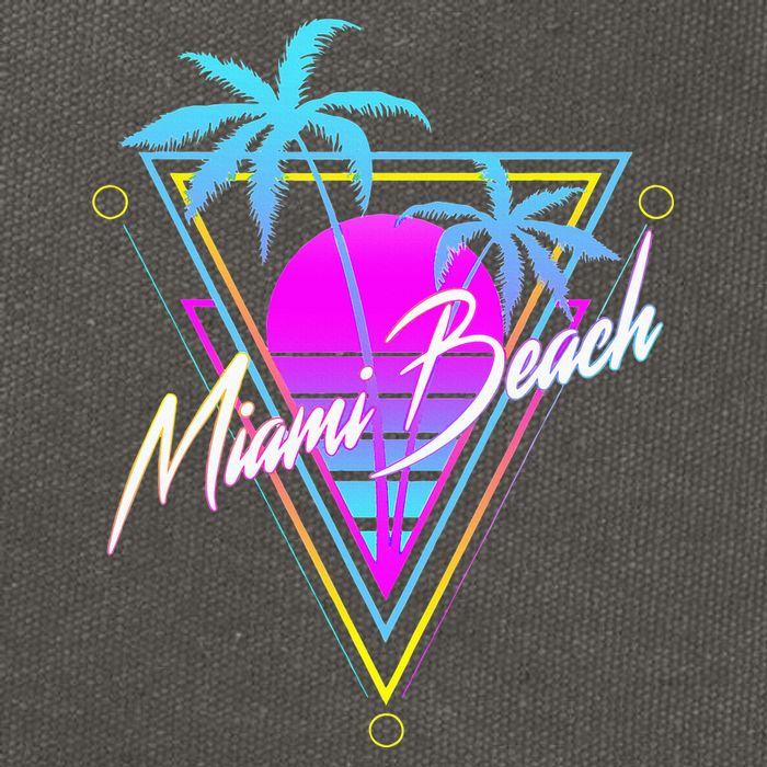 Miami Beach 80s Beach Souvenir Cotton Canvas Backpack