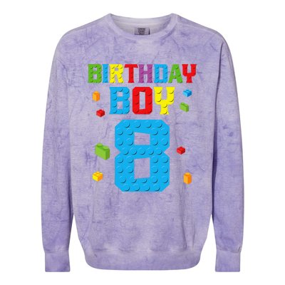 Master Builder 8th Birthday Boy 8 Eight Year Building Bricks Colorblast Crewneck Sweatshirt