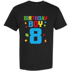 Master Builder 8th Birthday Boy 8 Eight Year Building Bricks Garment-Dyed Heavyweight T-Shirt