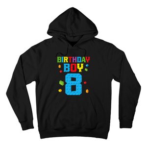 Master Builder 8th Birthday Boy 8 Eight Year Building Bricks Hoodie