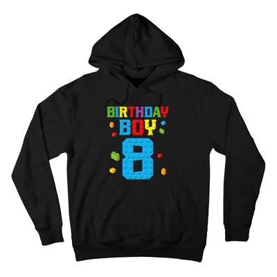 Master Builder 8th Birthday Boy 8 Eight Year Building Bricks Hoodie