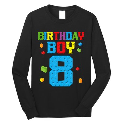 Master Builder 8th Birthday Boy 8 Eight Year Building Bricks Long Sleeve Shirt