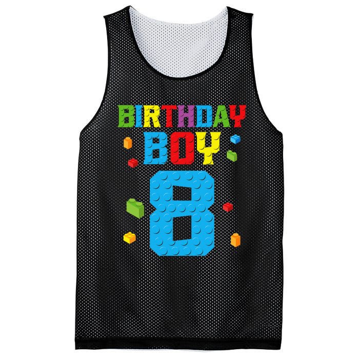 Master Builder 8th Birthday Boy 8 Eight Year Building Bricks Mesh Reversible Basketball Jersey Tank