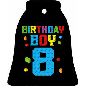 Master Builder 8th Birthday Boy 8 Eight Year Building Bricks Ceramic Bell Ornament