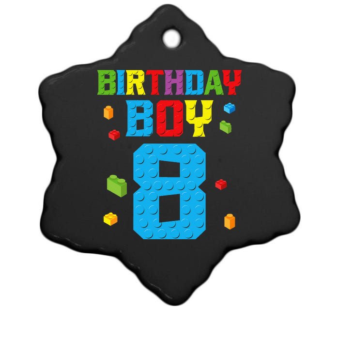 Master Builder 8th Birthday Boy 8 Eight Year Building Bricks Ceramic Star Ornament