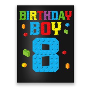 Master Builder 8th Birthday Boy 8 Eight Year Building Bricks Poster