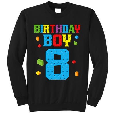 Master Builder 8th Birthday Boy 8 Eight Year Building Bricks Tall Sweatshirt