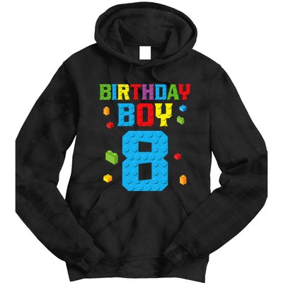 Master Builder 8th Birthday Boy 8 Eight Year Building Bricks Tie Dye Hoodie