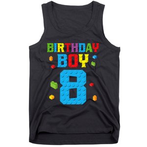 Master Builder 8th Birthday Boy 8 Eight Year Building Bricks Tank Top