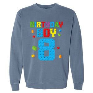 Master Builder 8th Birthday Boy 8 Eight Year Building Bricks Garment-Dyed Sweatshirt