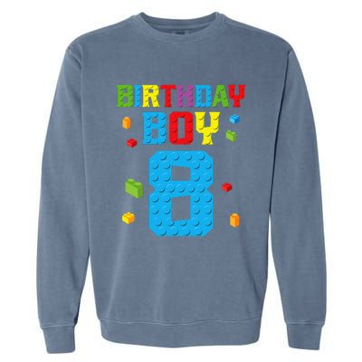 Master Builder 8th Birthday Boy 8 Eight Year Building Bricks Garment-Dyed Sweatshirt